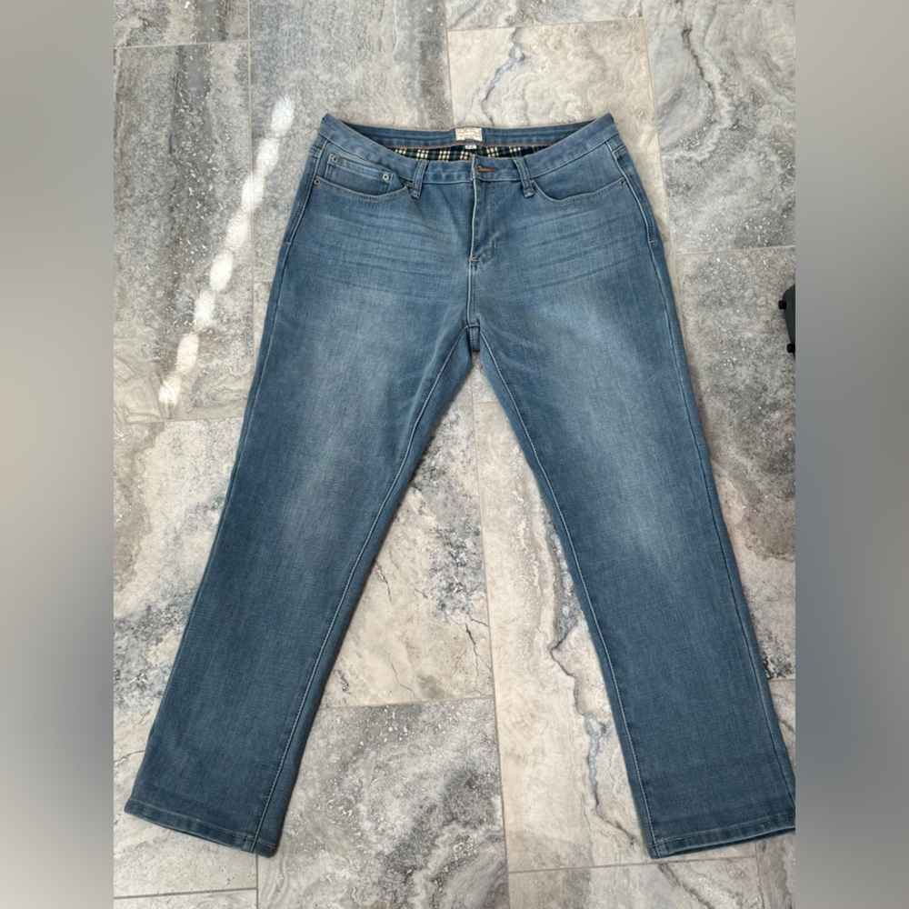 Denim Blue Straight Leg Women's Jeans -lined
